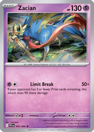 Zacian - 045/094 45 - ME02 Phantasmal Flames Reverse Holofoil