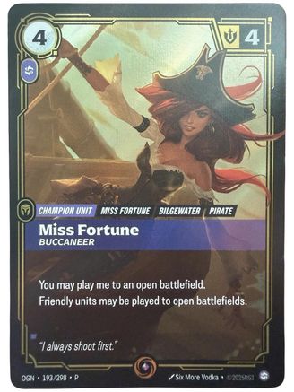 Miss Fortune - Buccaneer (193/298) - Riftbound Organized Play Promotional Cards Foil