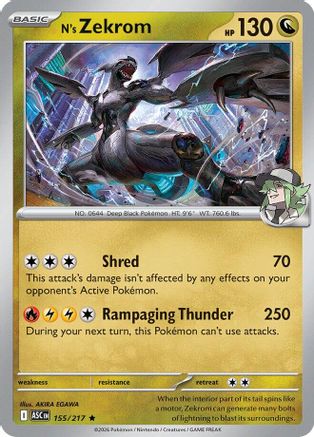 N's Zekrom 155 - ME Ascended Heroes Reverse Holofoil