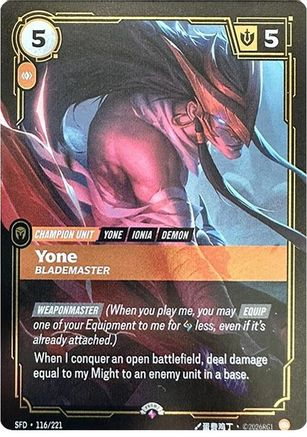 Yone - Blademaster (116/221) - Riftbound Organized Play Promotional Cards