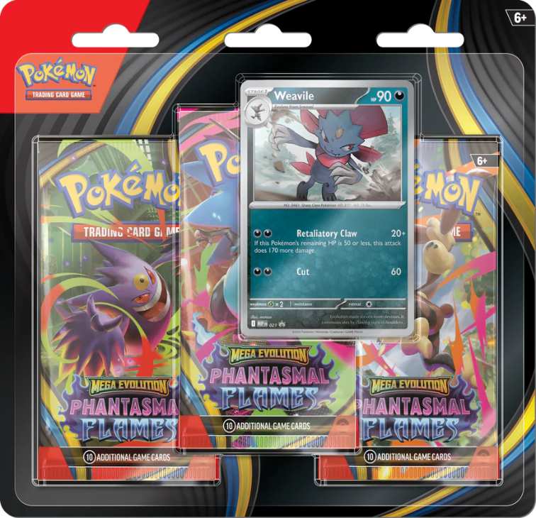 Pokémon TCG: Mega Evolution-Phantasmal Flames 3 Pack Blister (Weavile)